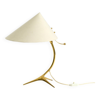 Large mid-century modern brass crow's foot table lamp by Kalmar Austria