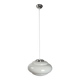 Suspension UFO in white opal with steps and chrome metal