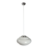 Suspension UFO in white opal with steps and chrome metal