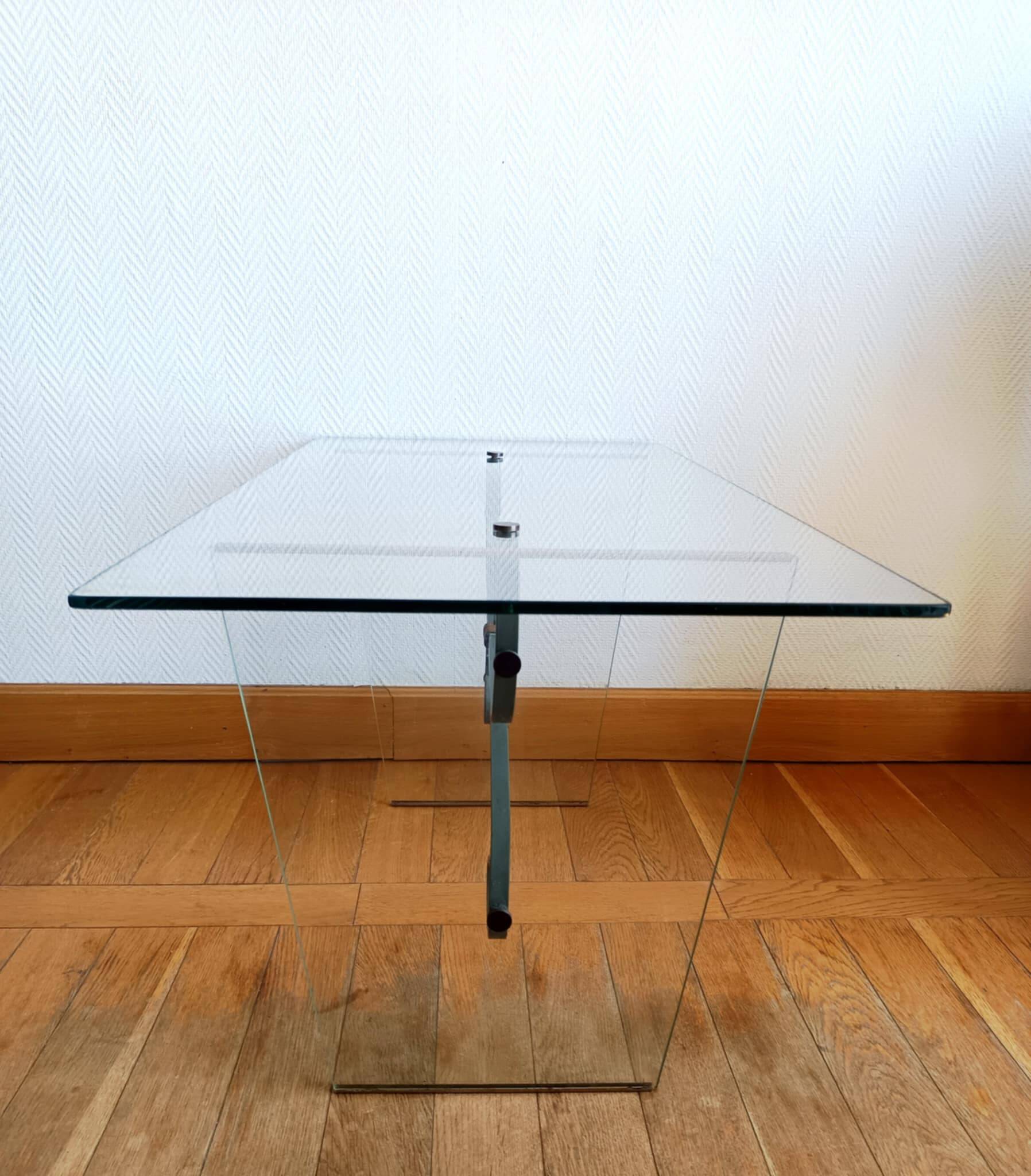 Glass and wrought iron coffee table, Italy 1960