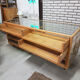 Vintage beech and glass display counter 1970