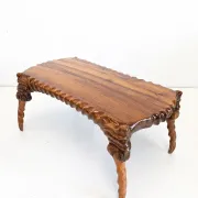 Handcarved sculptural suar wood coffee table 1960s