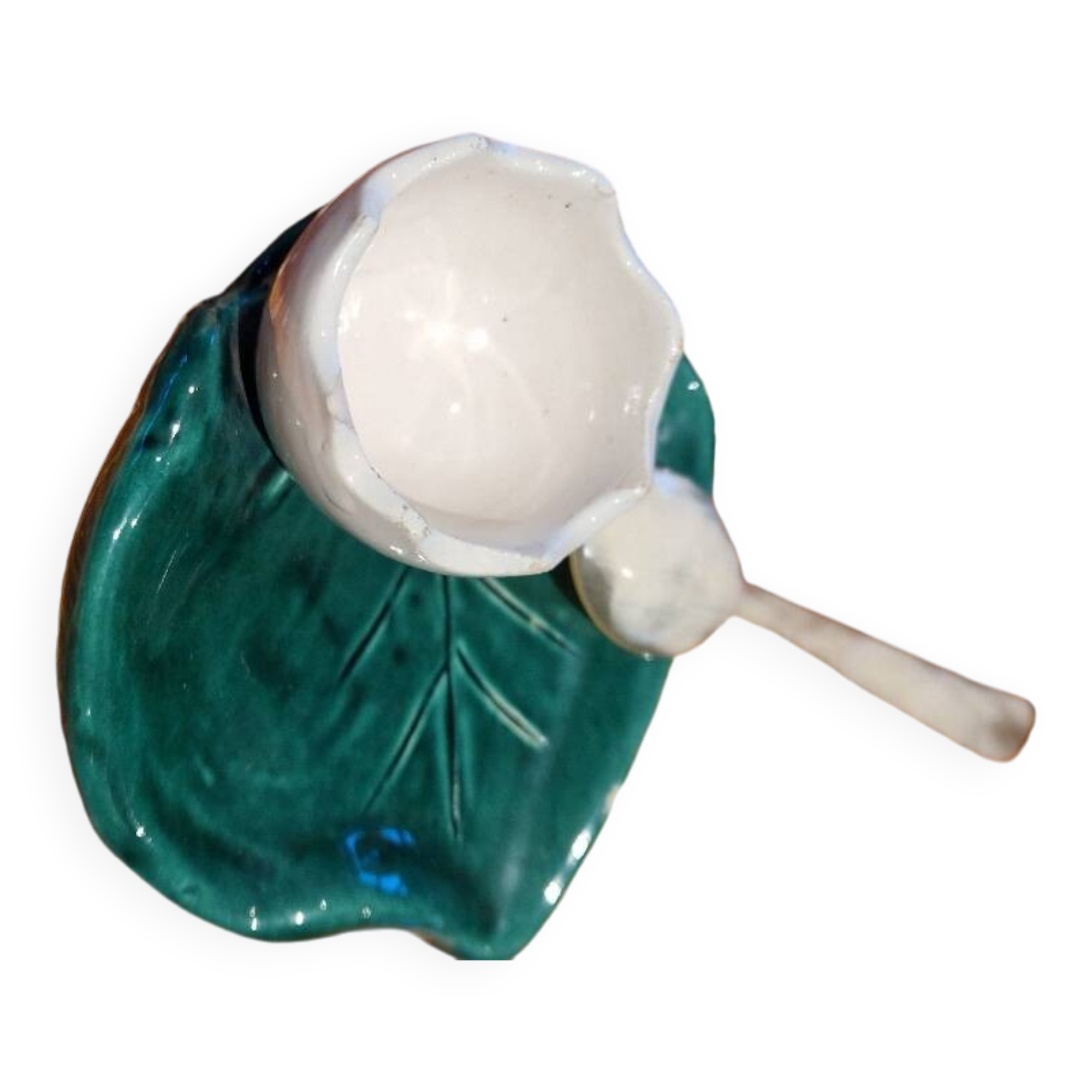 Tortoiseshell egg cup and spoons