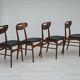 1960s, Danish design, set of 4 reupholstered dining chairs.