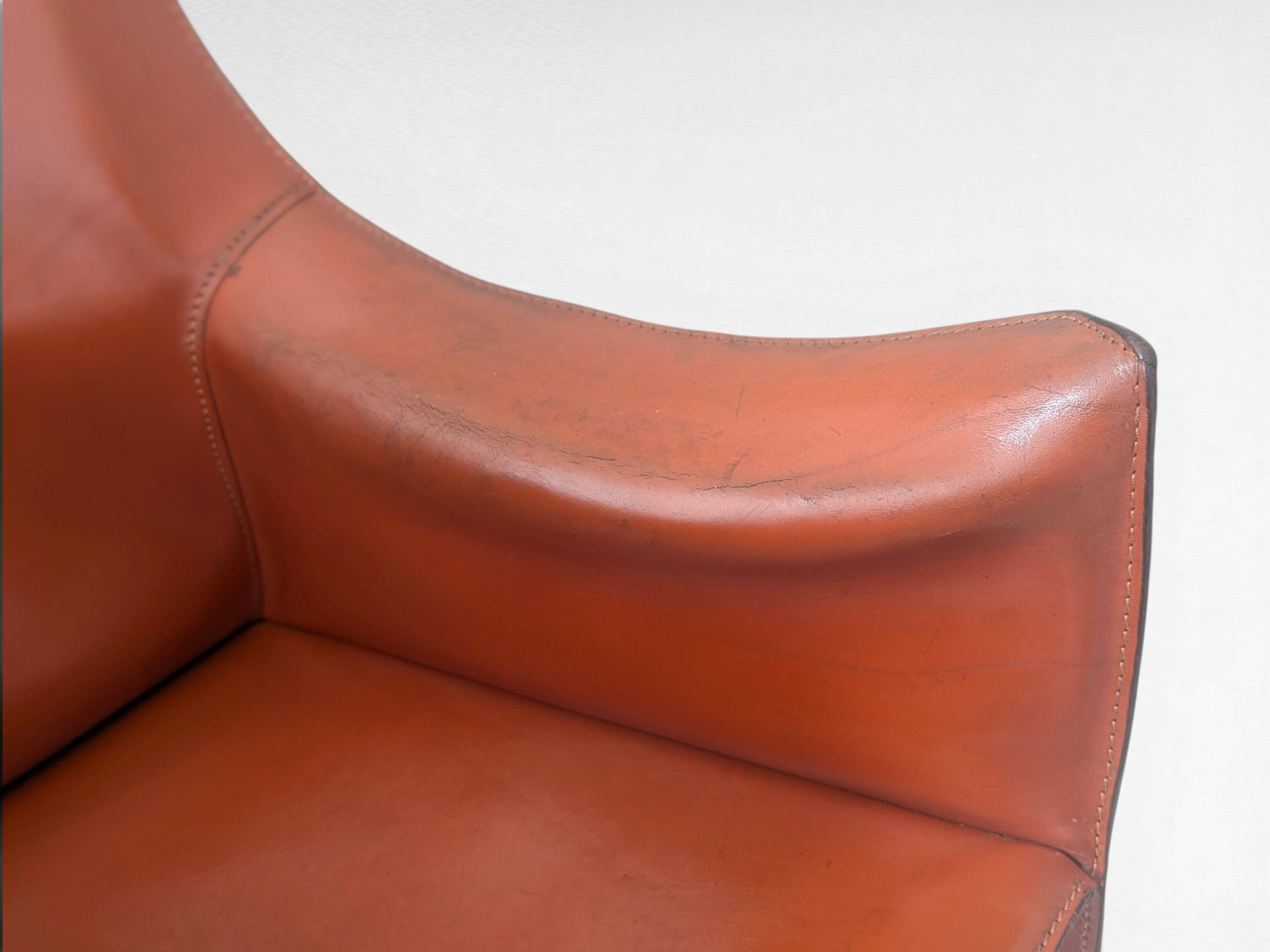CAB 413 Chair in Cognac Leather by Mario Bellini for Cassina, Italy, 1970s