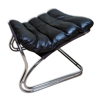 Cantilever Tubular Ottoman in Brown Leather, 1960s