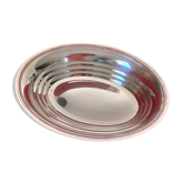 Oval plate in silver metal. pearl entourage. signed.
