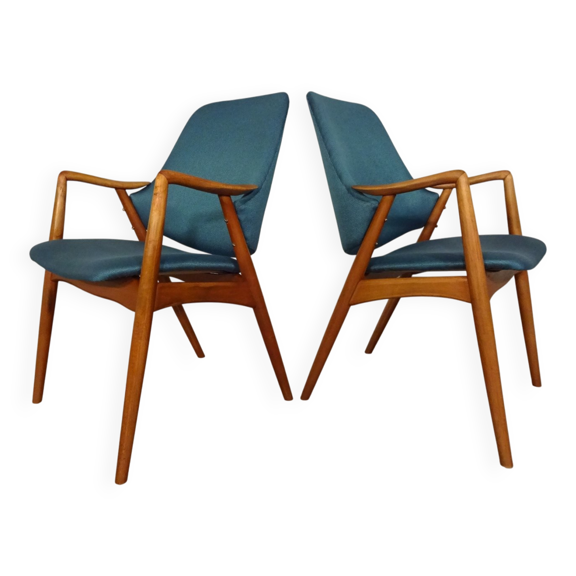 Set of Danish Beech Armchairs, 1960s