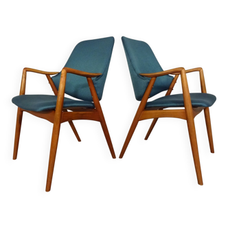 Set of Danish Beech Armchairs, 1960s
