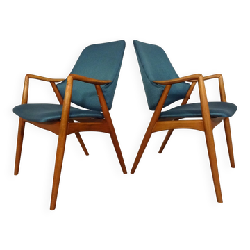 Set of Danish Beech Armchairs, 1960s