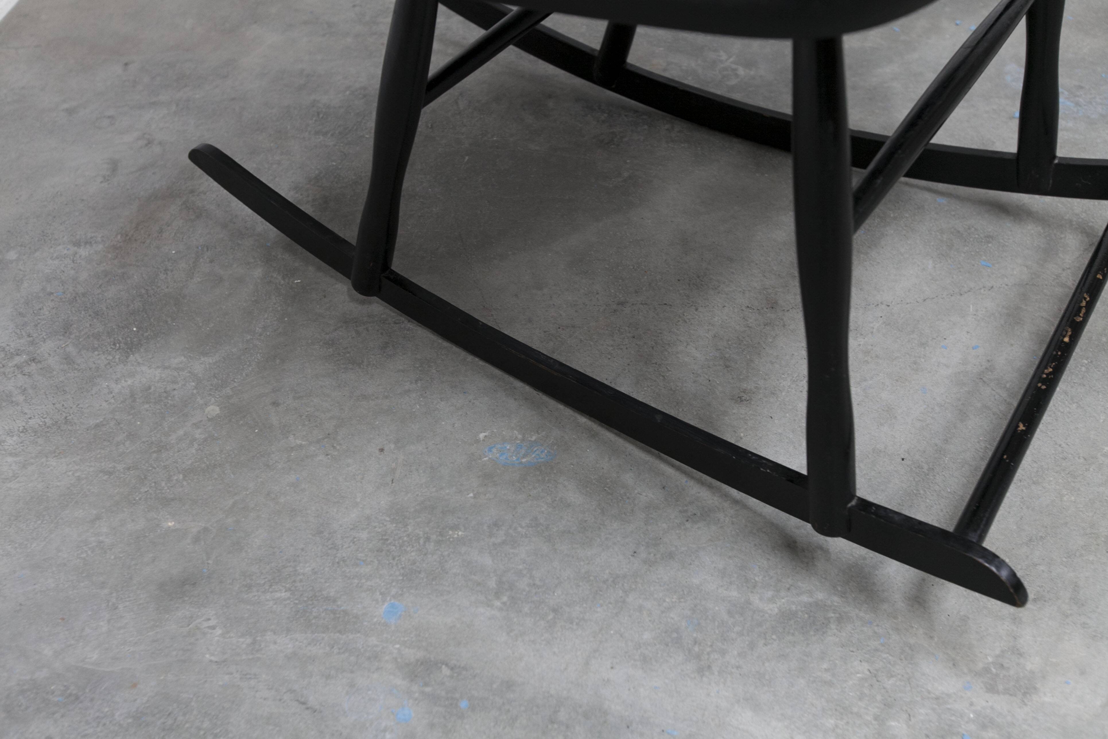 Grandessa rocking chair in black beech by Lena Larsson 1960 for Nesto