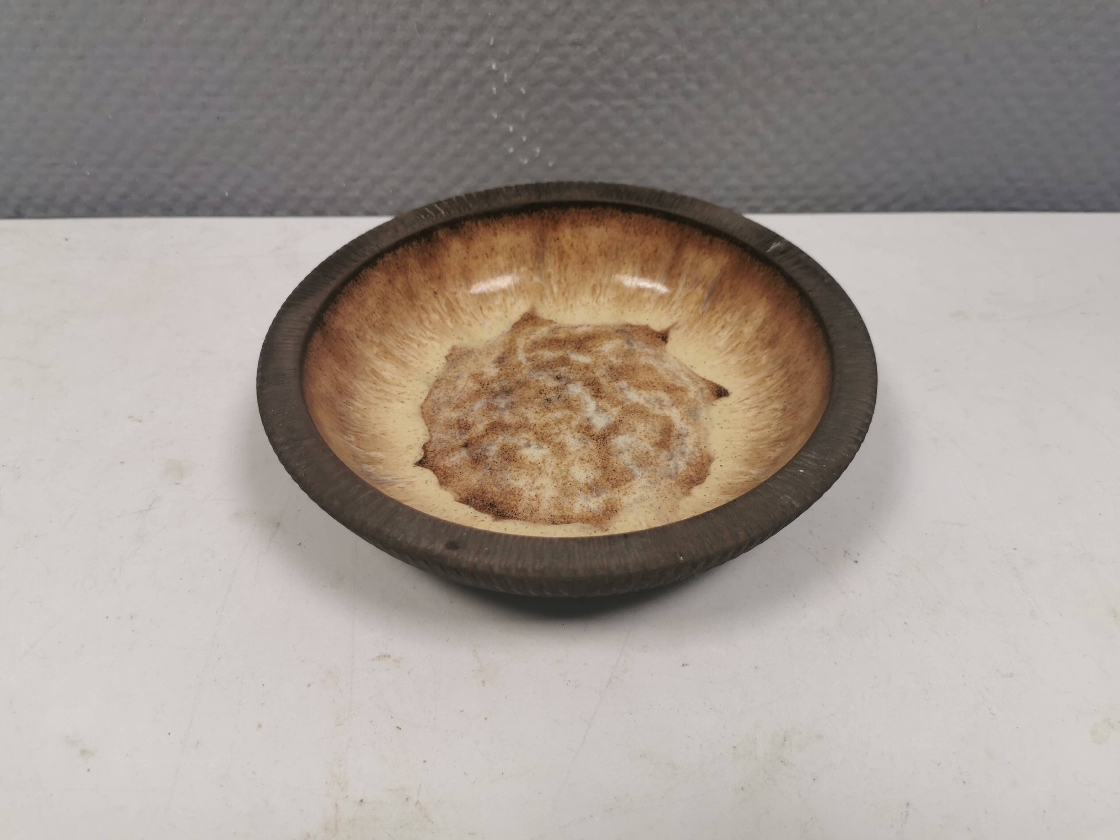 Delicious partially glazed ceramic dish 1970-80s