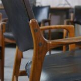 Ensemble de 6 fauteuils scandinaves en cuir et palissandre par Gondo Gravesen pour l’Atelier Bondo Gravesen Snedkerier 1960’s