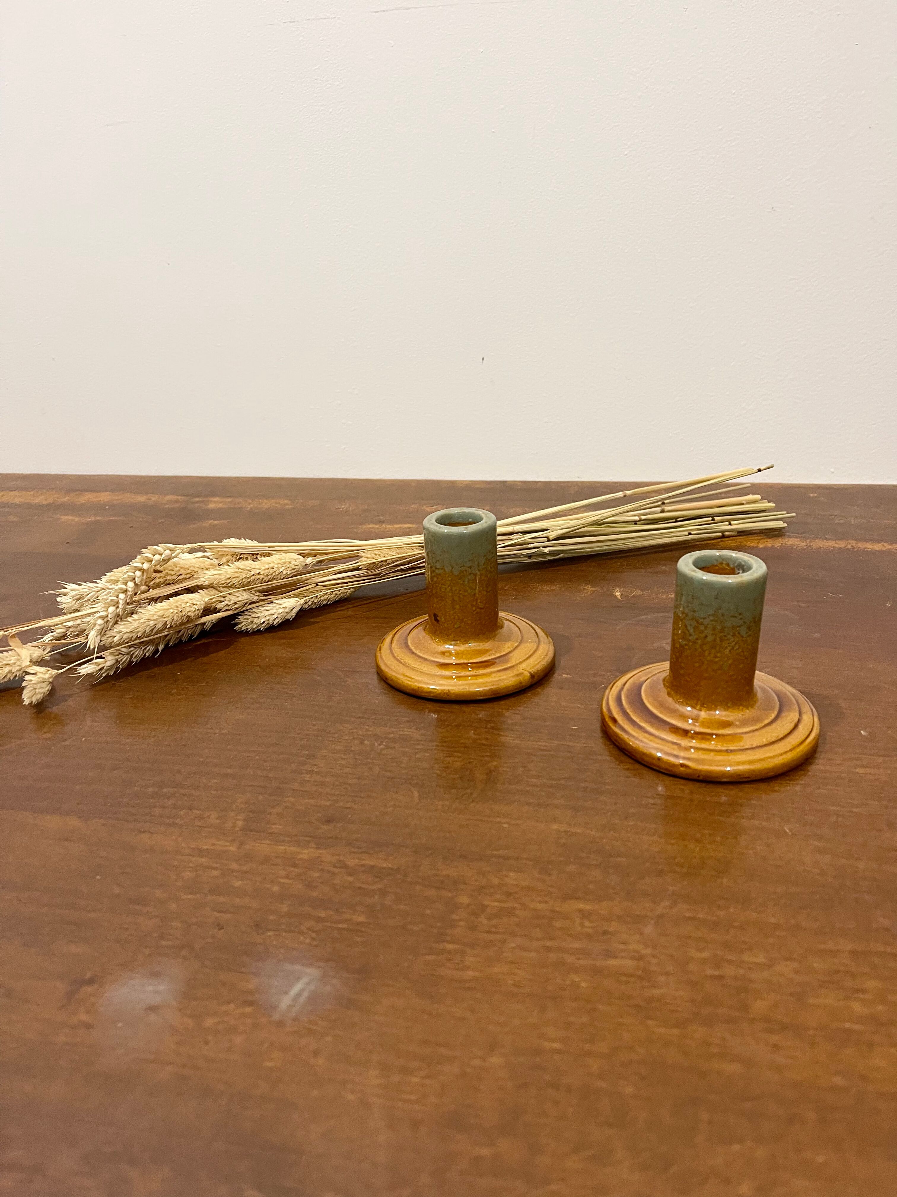 Pair of ceramic candlesticks