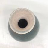 Speckled blue ceramic vase signed AP