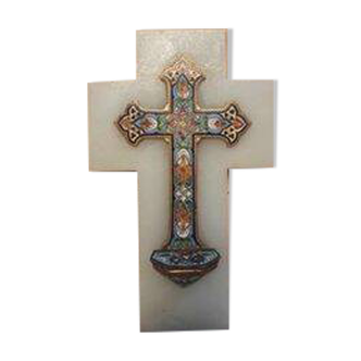 Cross enameled on onyx