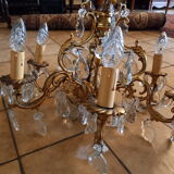 Bronze chandelier and six-armed Bohemian crystal grapevines