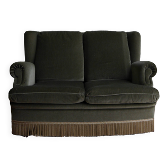 Green velvet sofa
