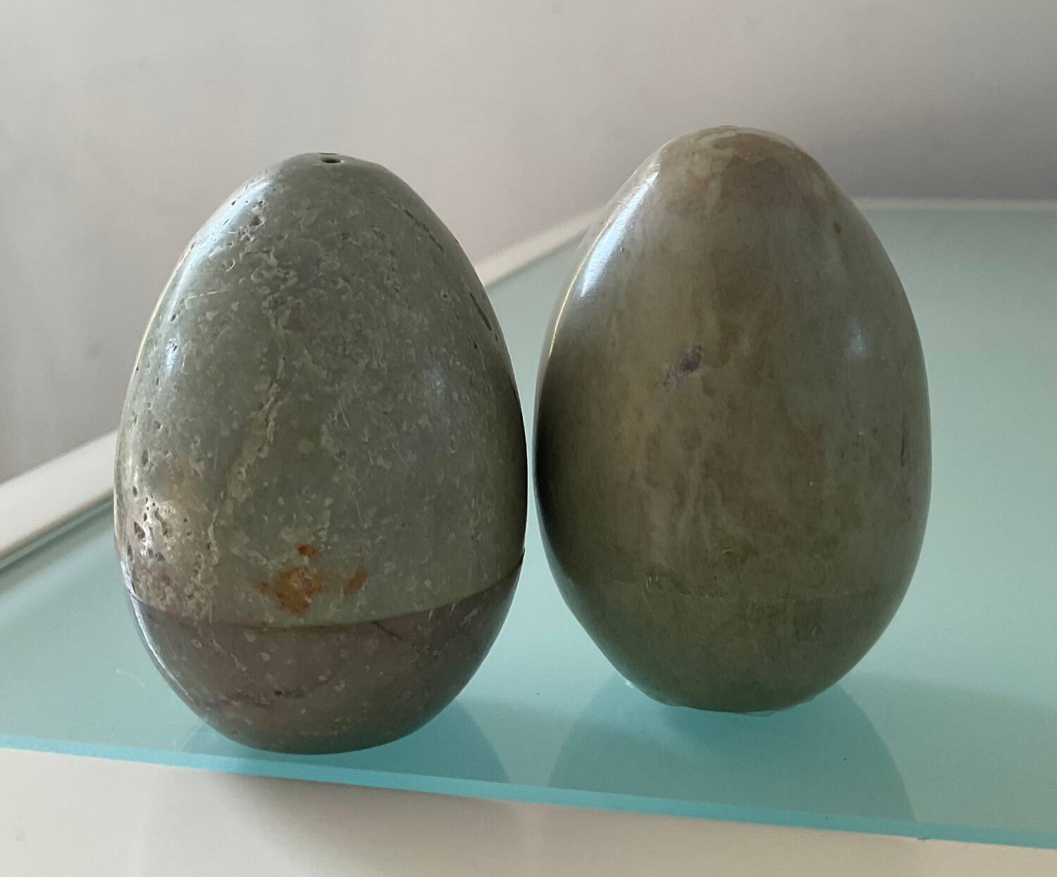 Vintage salt and pepper marble egg