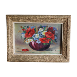 Tableau ancien bouquet de fleurs