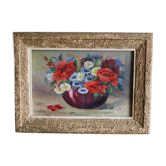 Tableau ancien bouquet de fleurs