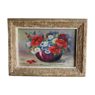 Old painting bouquet of flowers