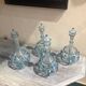 18th Century Italian Murano Clear Glass and Blue Trimmed Blown Glass Bottle