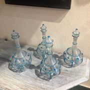 18th Century Italian Murano Clear Glass and Blue Trimmed Blown Glass Bottle