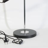 Adjustable desk lamp, large model, chrome and black, contemporary, 71cm.
