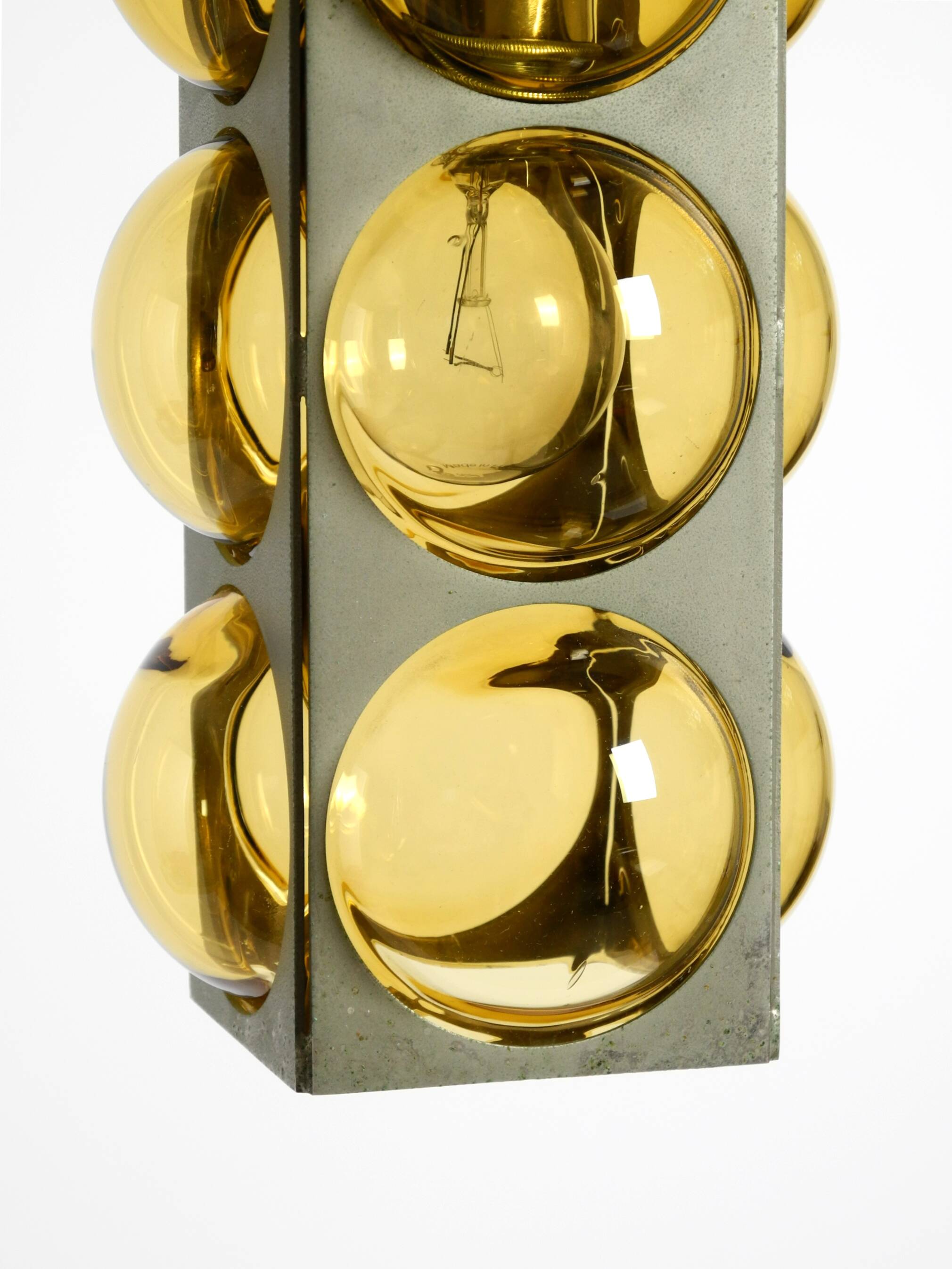1960s Space Age pendant lamp by Temde made of glass and nickel-plated metal