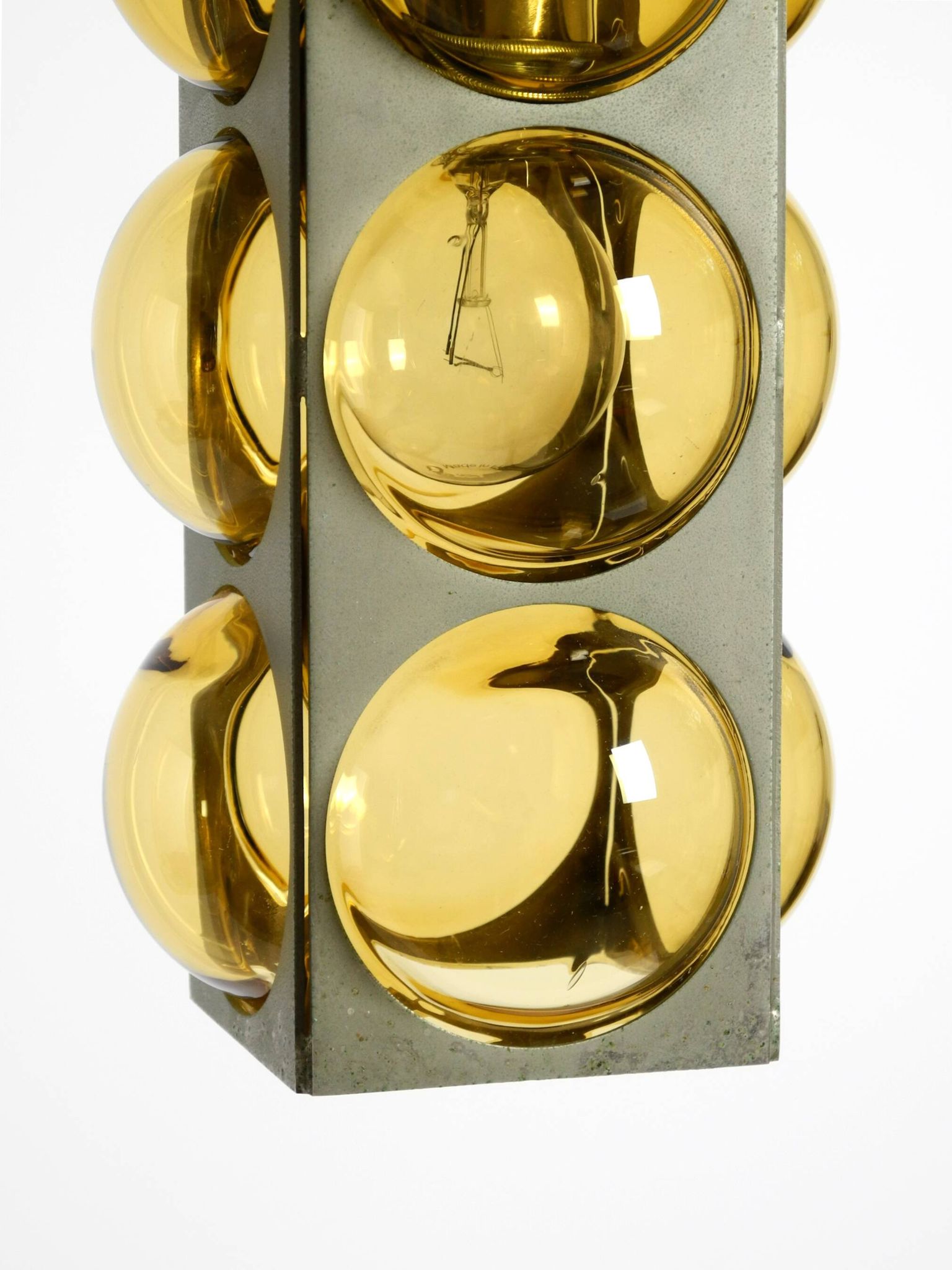 1960s Space Age pendant lamp by Temde made of glass and nickel-plated metal