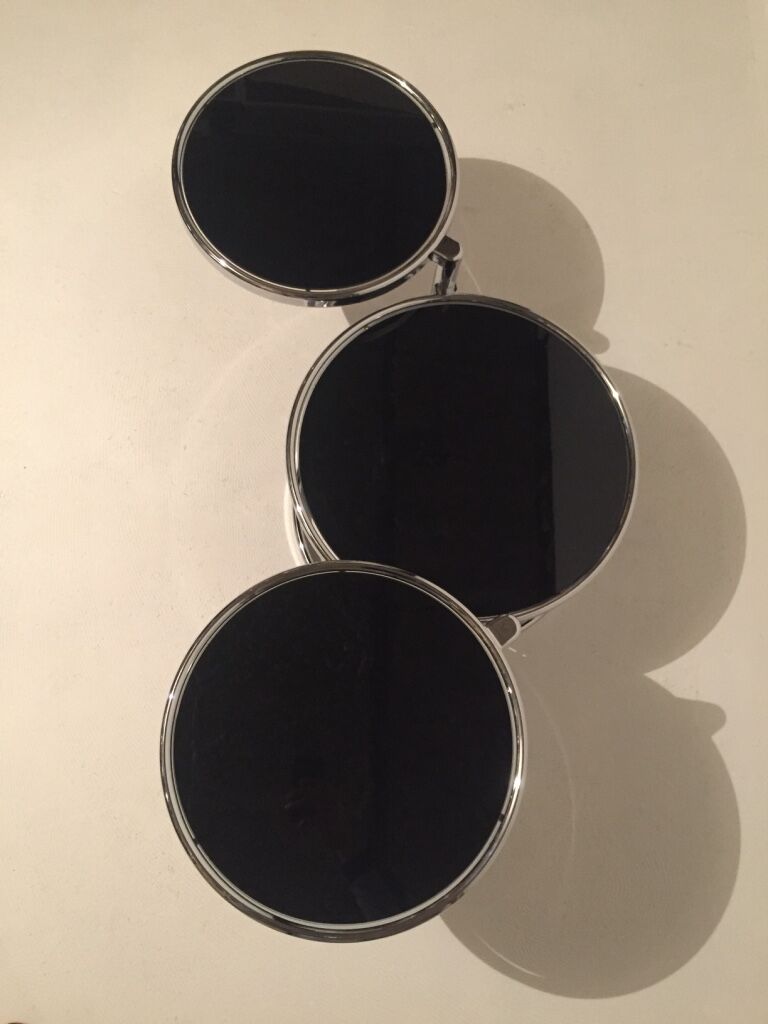 3-plate swivel coffee table in 1970s glass and chrome