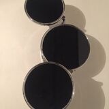 3-plate swivel coffee table in 1970s glass and chrome