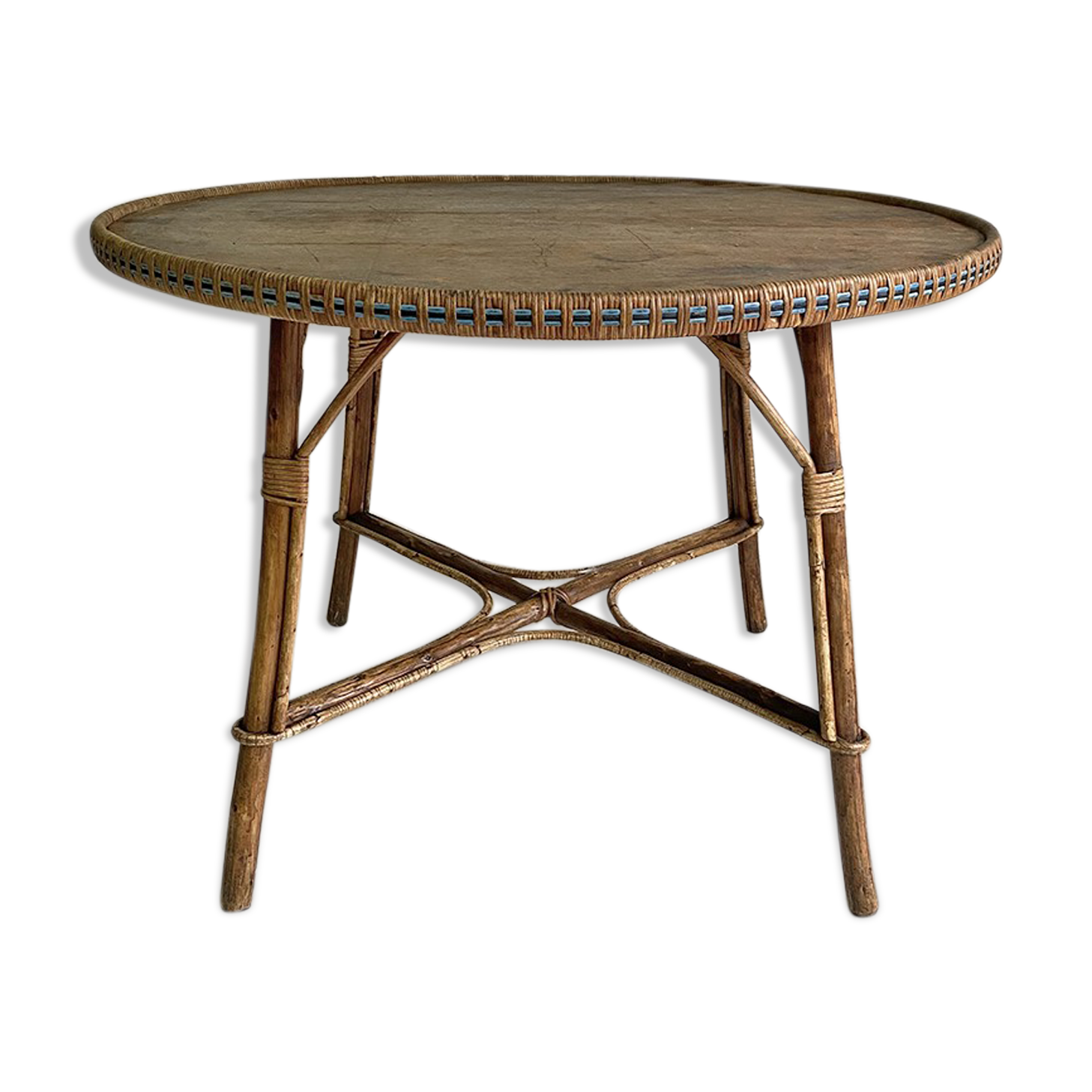 60's vintage rattan garden table