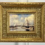 Painting / oil on canvas signed "f.nioli" (low tide) well framed