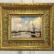 Painting / oil on canvas signed "f.nioli" (low tide) well framed