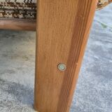 Vintage 3-seater pine sofa, Brutalist style, 1980s