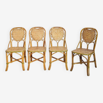 Set of 4 rattan chairs, 1970s.