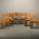 Razorblade style dining chairs by Henning Kjærnulf Oak and Leather Denmark