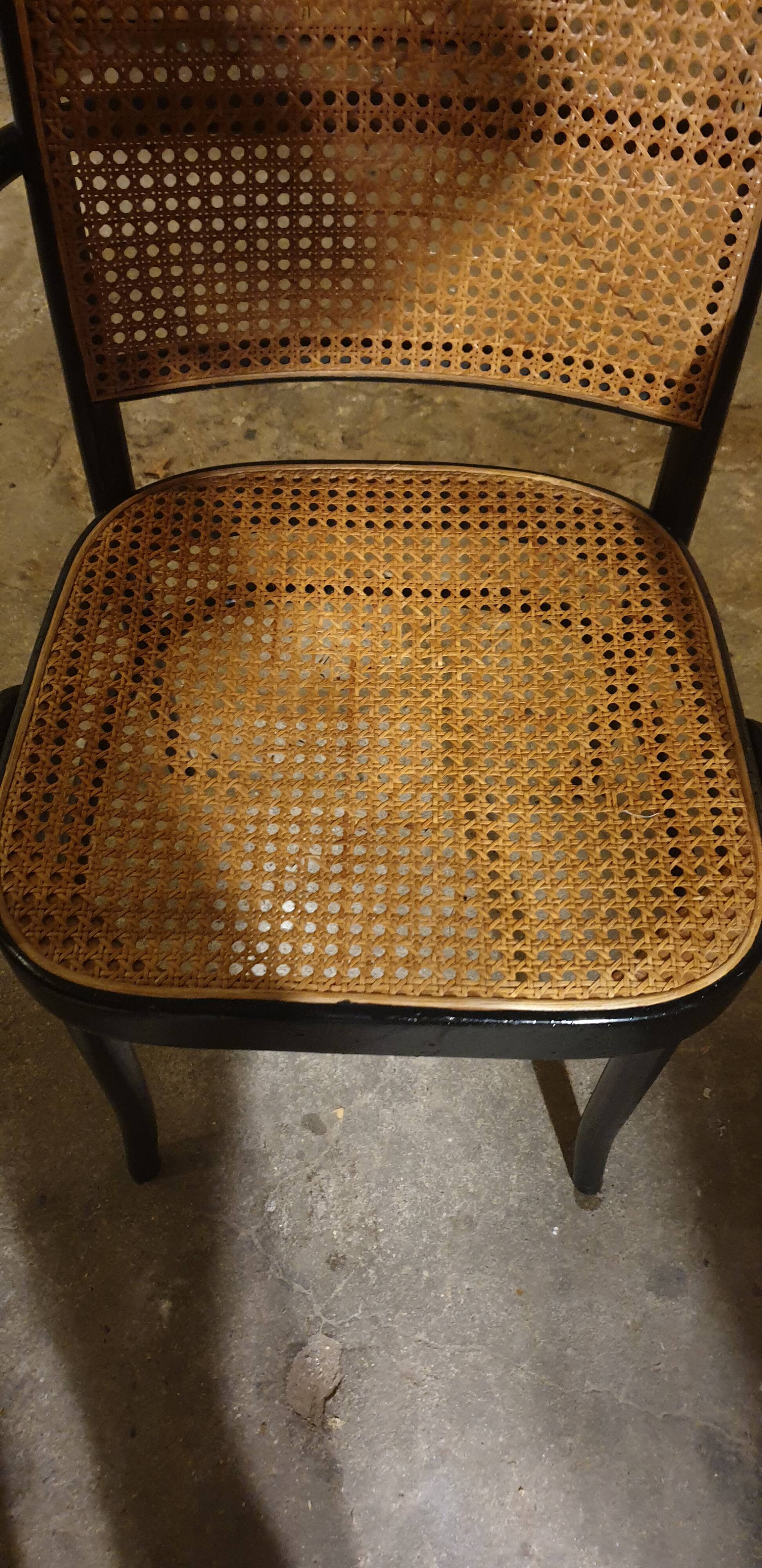 50/60 curved wooden cane armchair