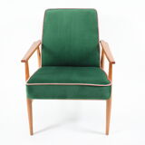 Fauteuil vintage années 1970 velours bouteille verte