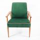Vintage armchair, fully renovated, 1970s, green bottle velvet, pink edge