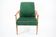 Vintage armchair, fully renovated, 1970s, green bottle velvet, pink edge