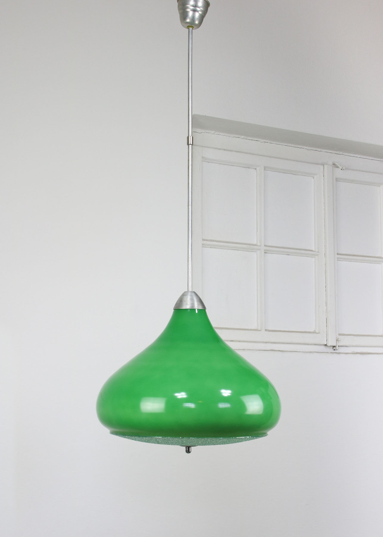 Italian mid-century green glass pendant lamp
