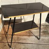 Console formica moka pieds compas métal roulettes