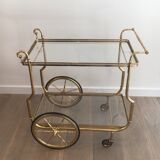 Neo-classical table in gilded metal and glass