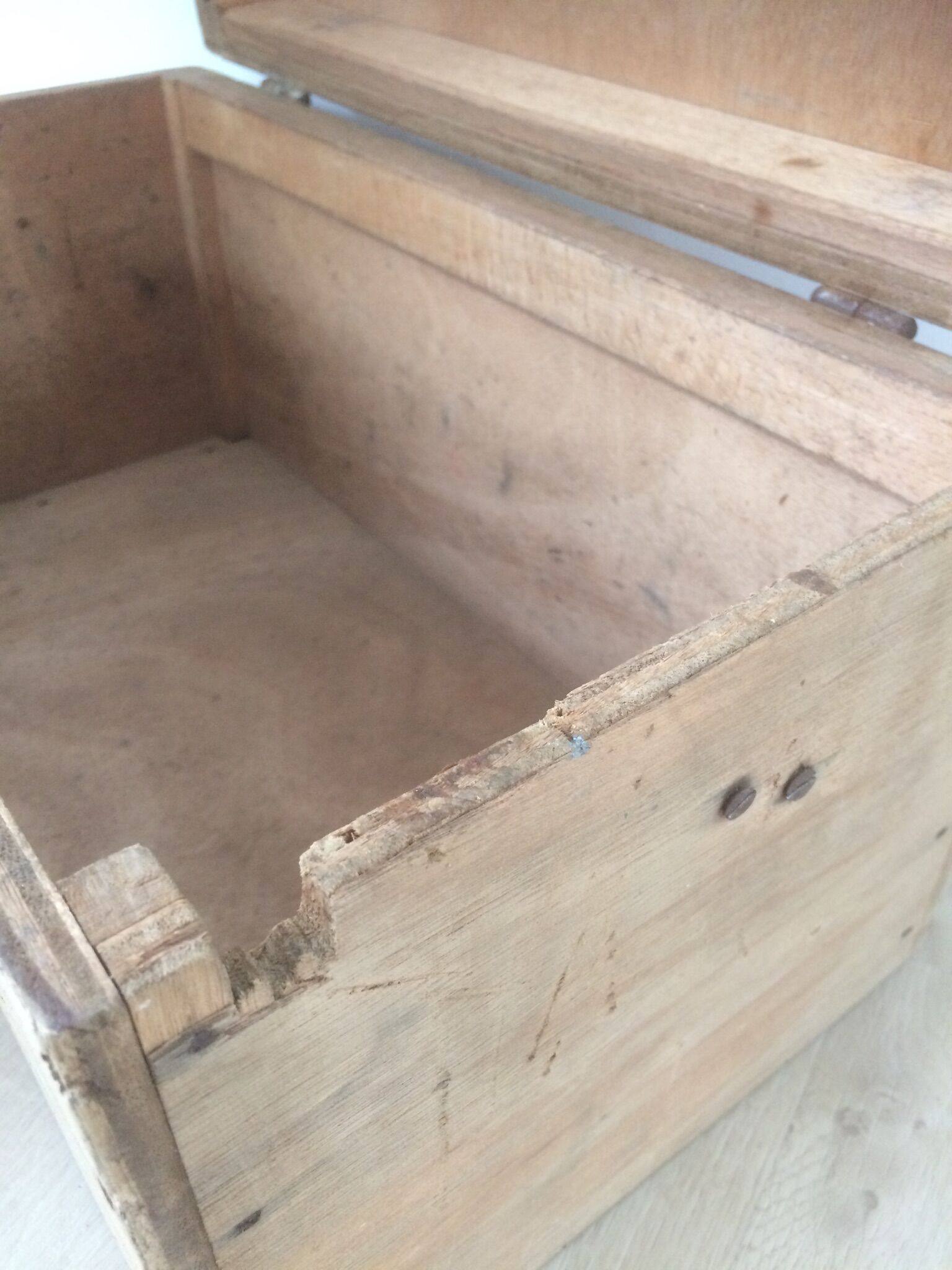 Old industrial carpenter trunk