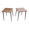 Duo of modernist wood and metal tables