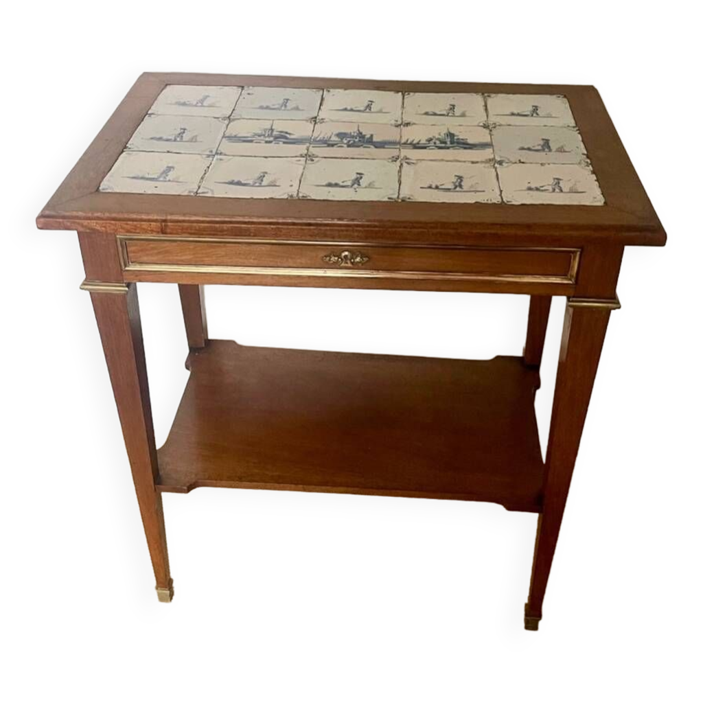 Louis XVI side table top in old Delft tiles 19th century | Selency
