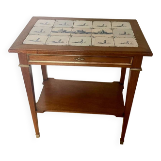 Louis XVI side table top in old Delft tiles 19th century